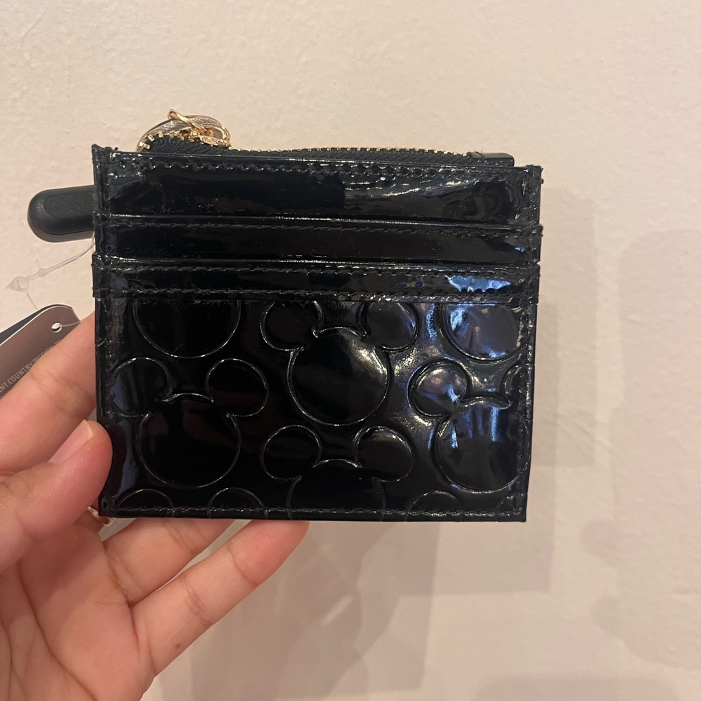Disney Mickey Black Embossed Card Holder NWT